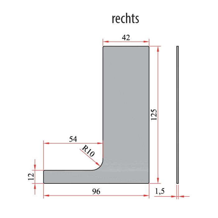 Cache droite pour profil de balustrade 97.46300