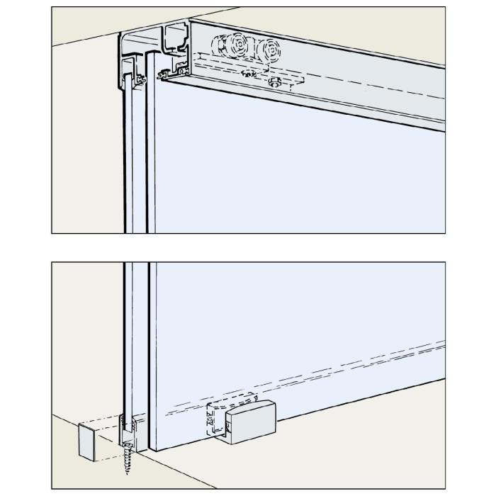 HAWA PORTA 100 GWF set complet pour 1 porte coulissante avec verre fixe