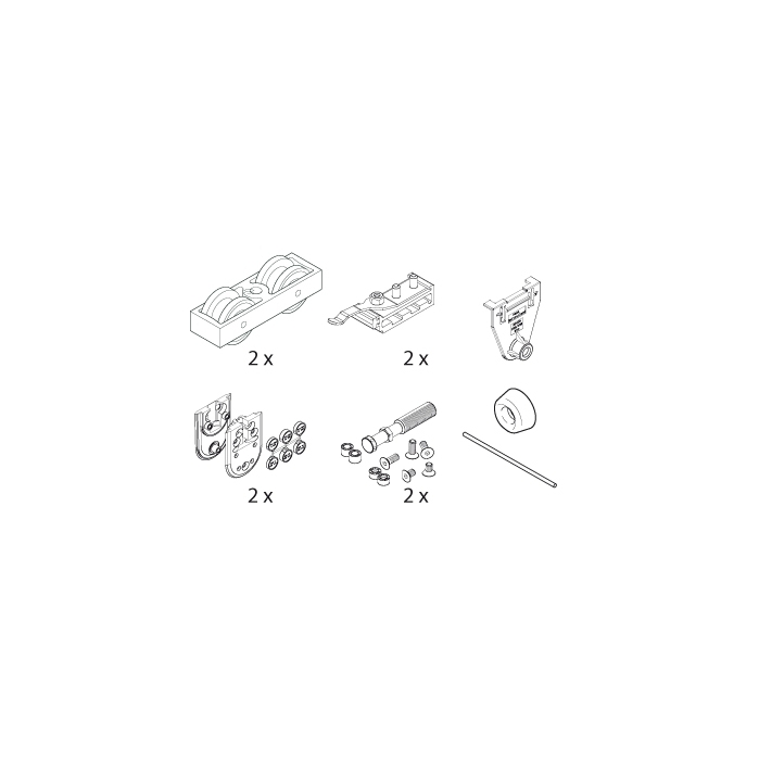 HAWA-Junior 160 / GP, garniture partielle pour 1 porte, sans rail (ESG/VSG)